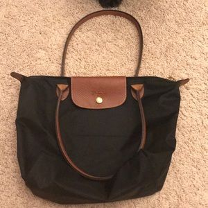 Longchamp Le Pliage black tote.